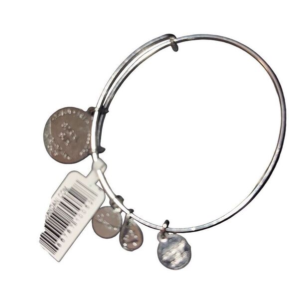 *NEW* Alex And Ani Shiny Silver Spiral Sun Charm Bangle Bracelet - Picture 3 of 9